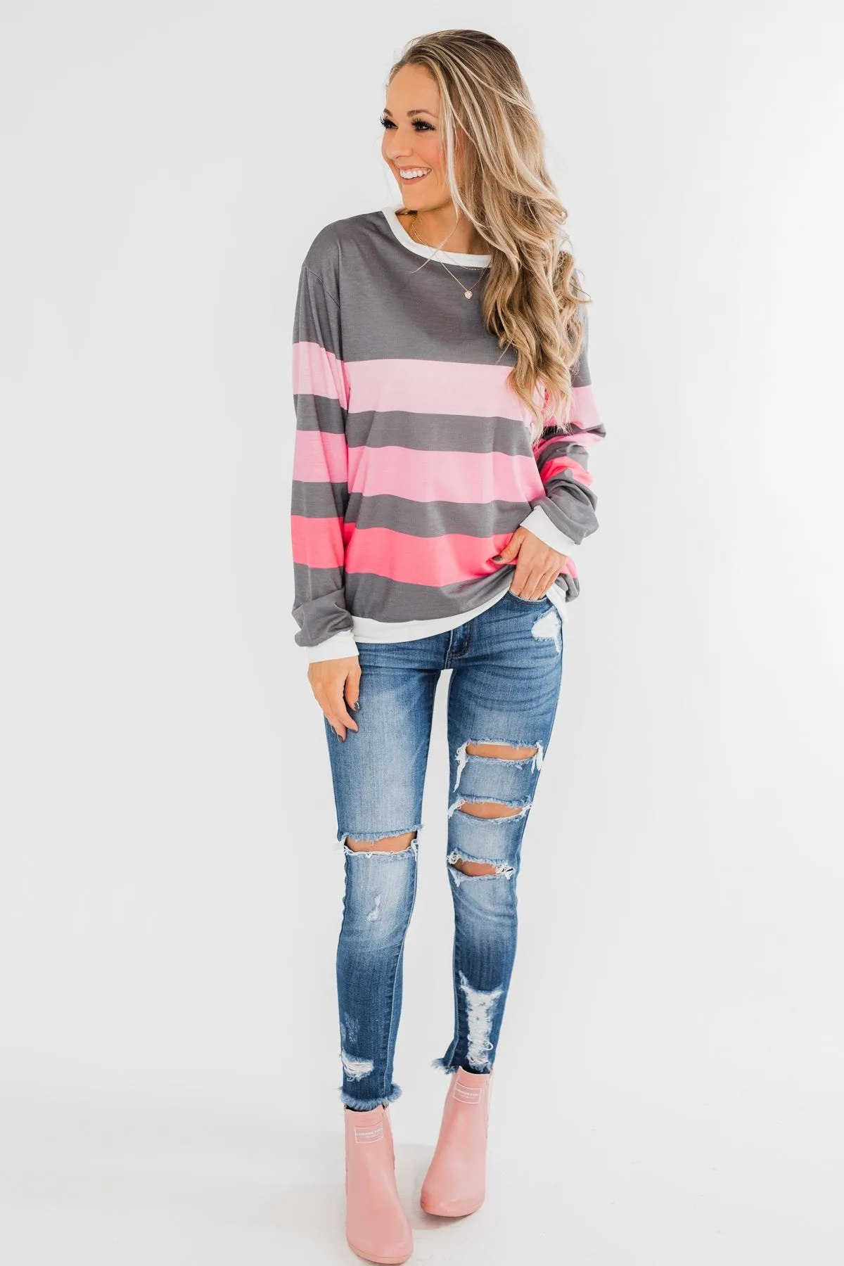 Pink Dreams Striped Top