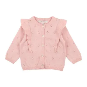 Pink Frill Pointelle Cardigan