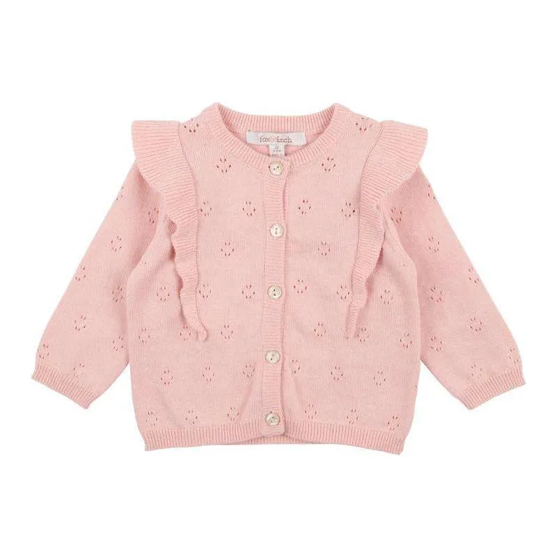 Pink Frill Pointelle Cardigan