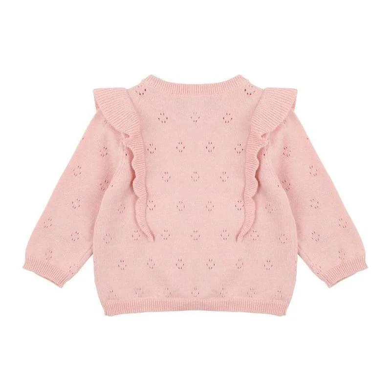 Pink Frill Pointelle Cardigan