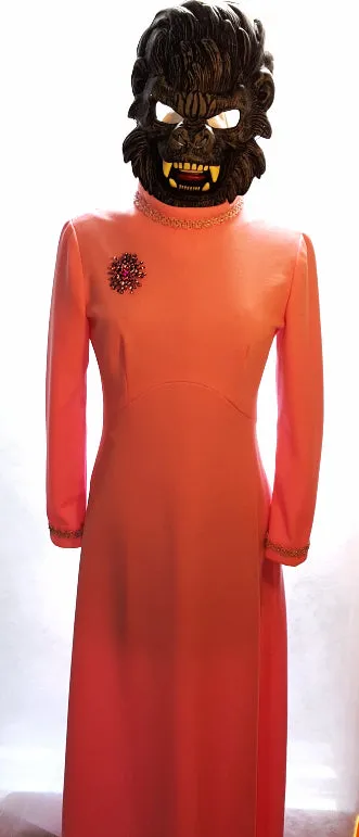 Pink Polyester Maxi Dress for Halloween Costume Groovy 70s Prom Queen