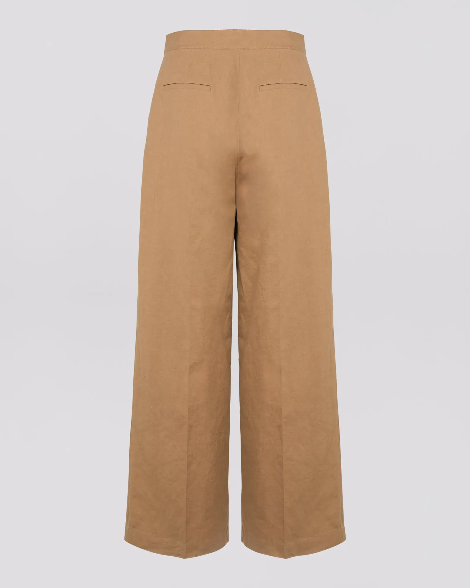 Pleated trousers in cotton-linen fabric
