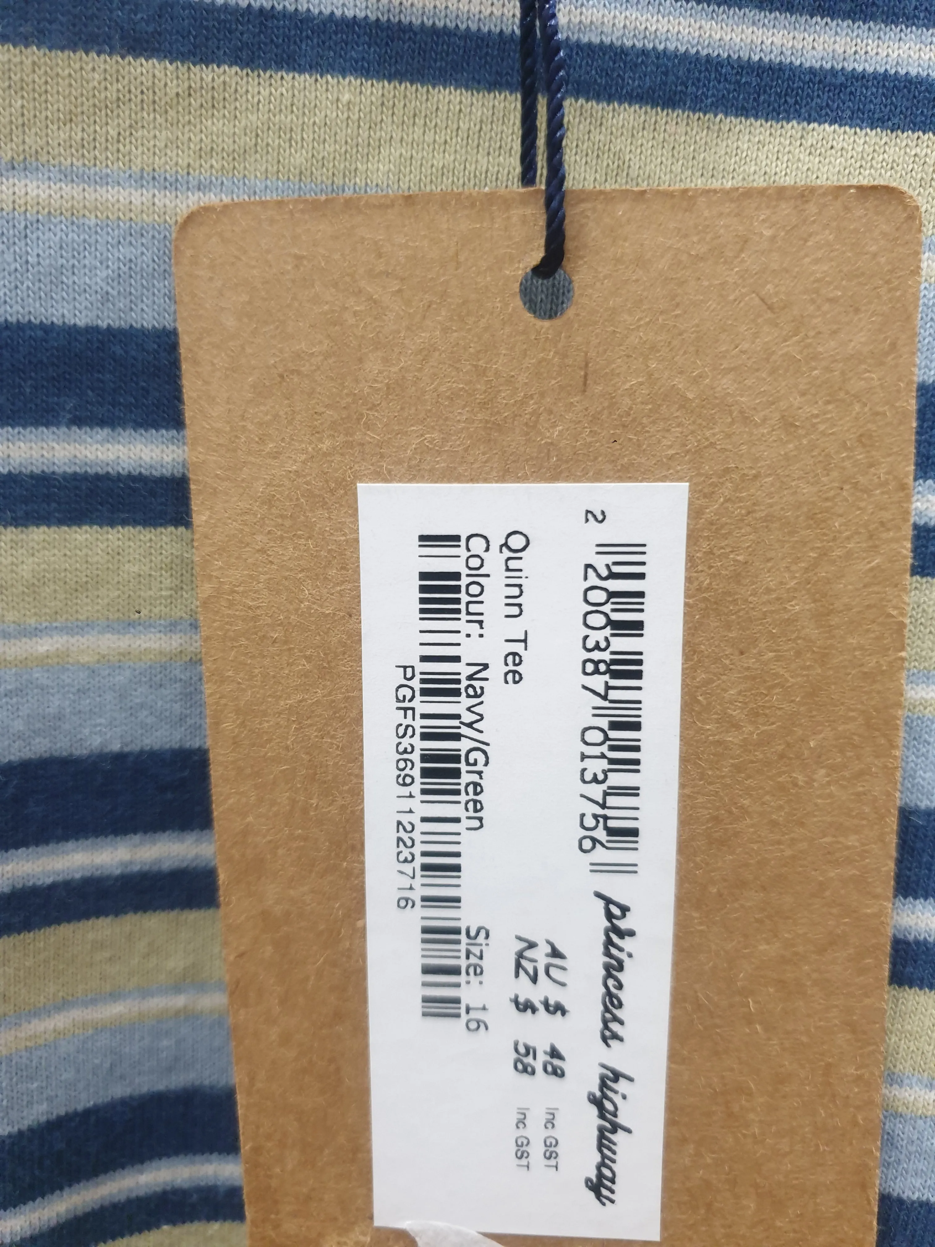 Princess Highway blue-toned striped tee shirt size 16