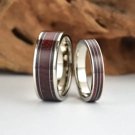 Purple Heartwood Tungsten Women's Wedding Band 4MM