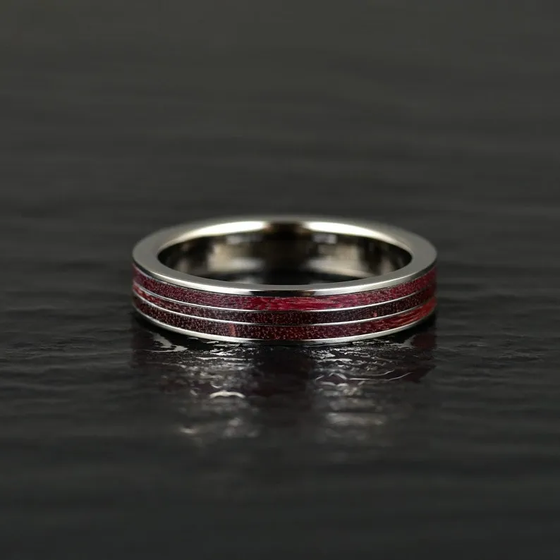 Purple Heartwood Tungsten Women's Wedding Band 4MM