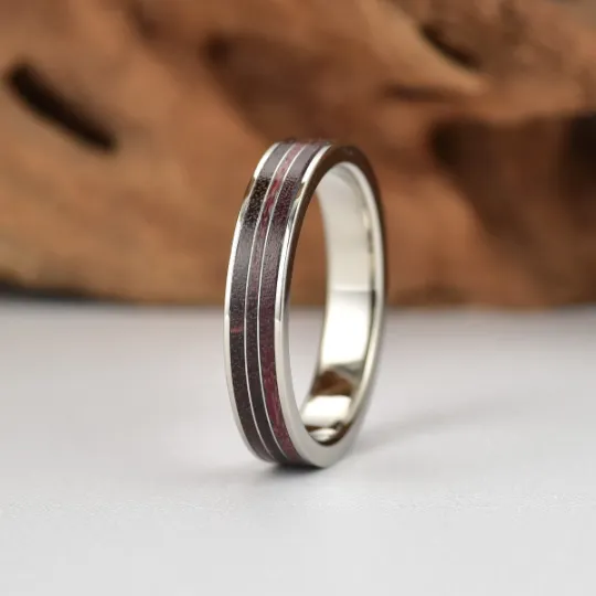 Purple Heartwood Tungsten Women's Wedding Band 4MM