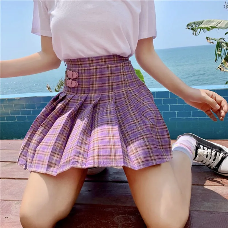 Purple Mini Pleated Skirt