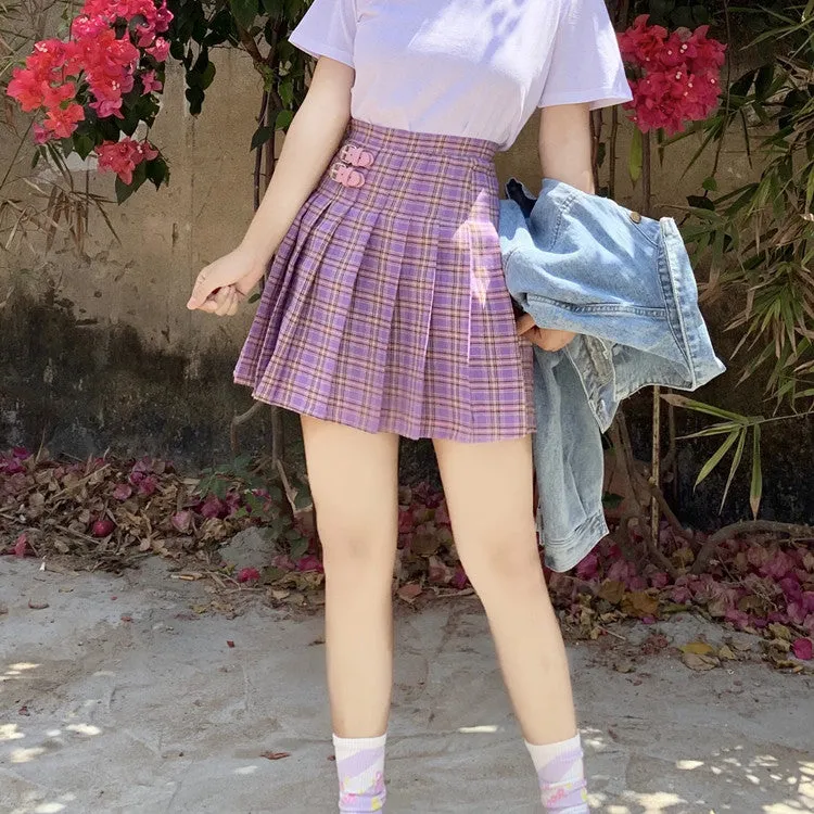 Purple Mini Pleated Skirt