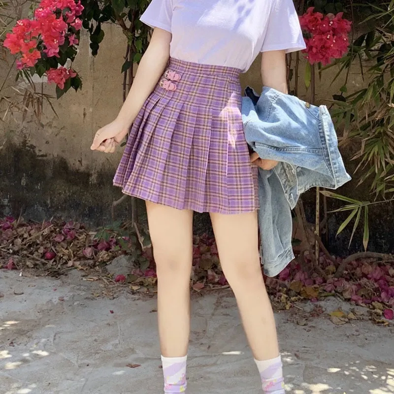 Purple Mini Pleated Skirt