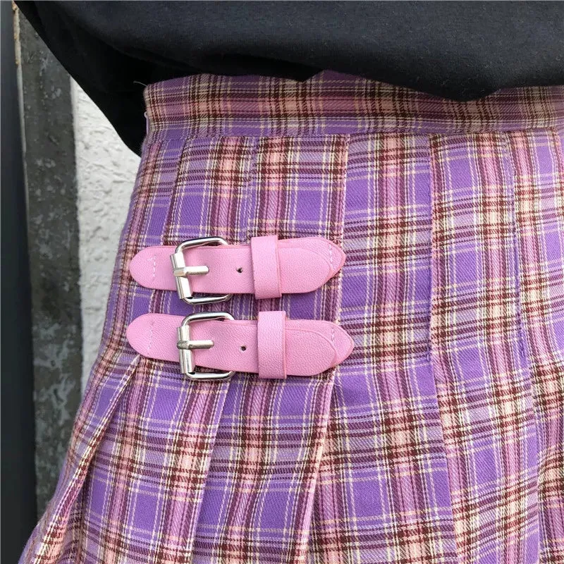 Purple Mini Pleated Skirt