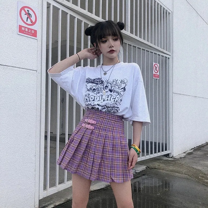Purple Mini Pleated Skirt