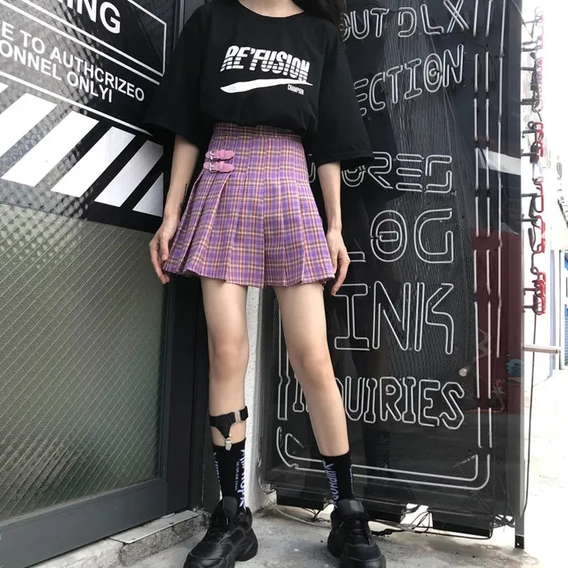 Purple Mini Pleated Skirt