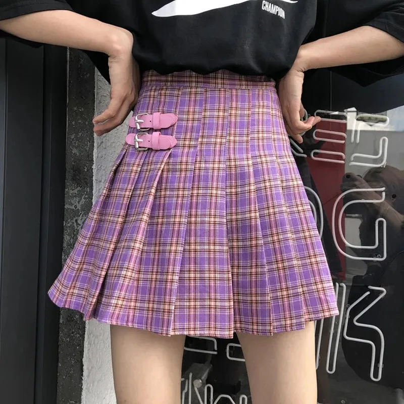 Purple Mini Pleated Skirt