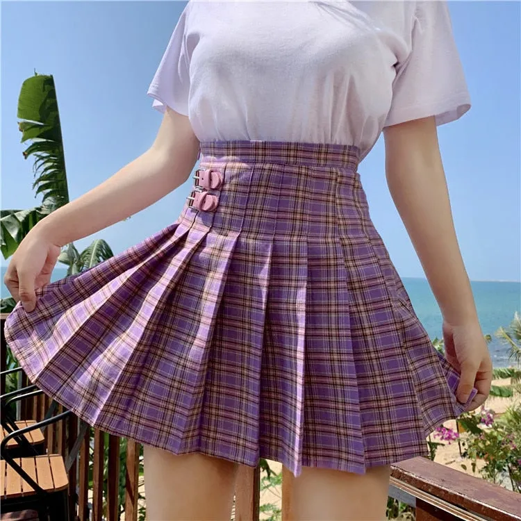 Purple Mini Pleated Skirt