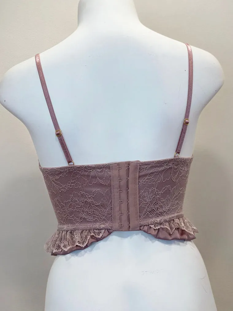 Purple Pleated Crisscross Corset Top