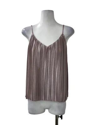 Purple Pleated V Neck Top