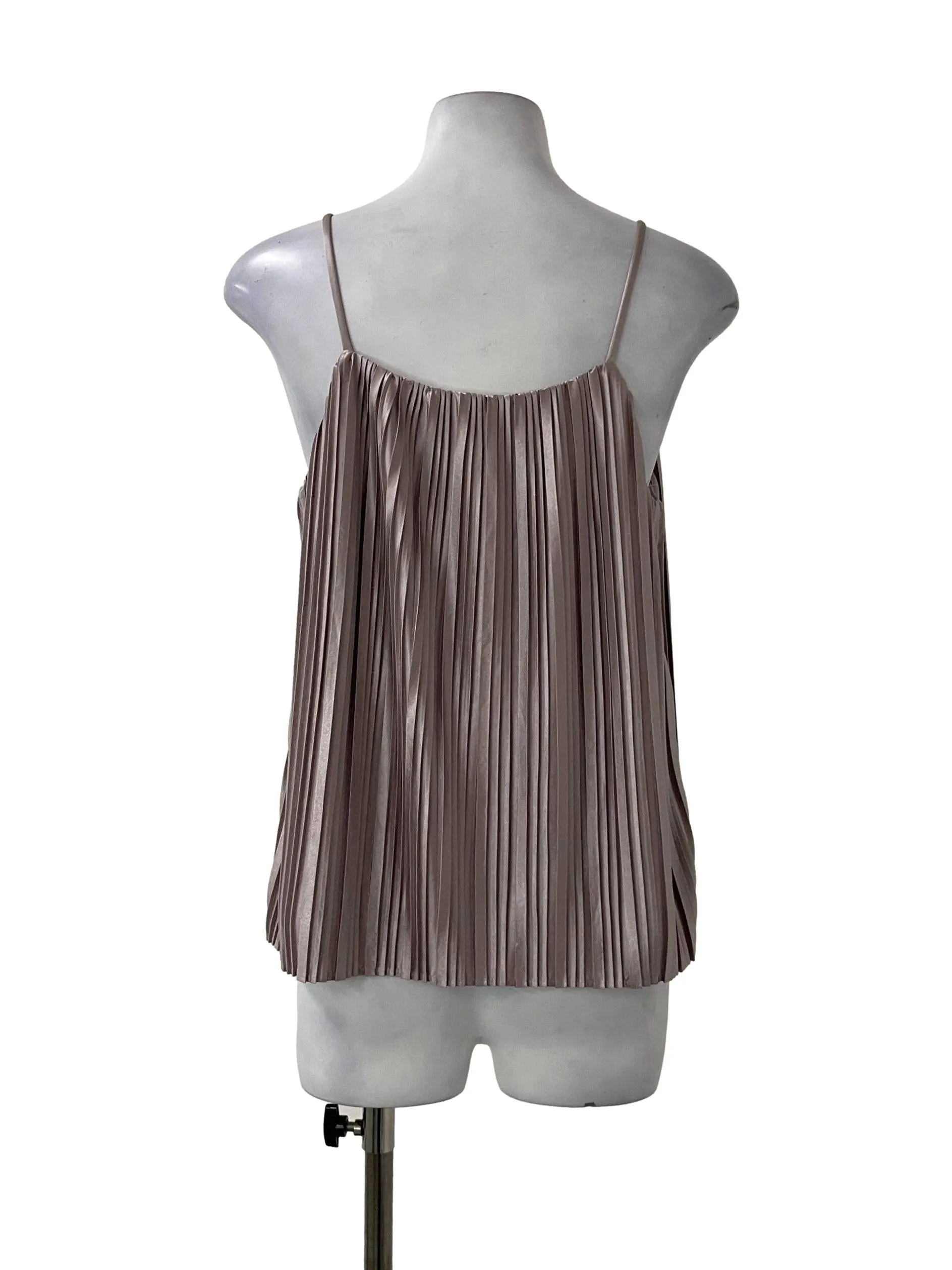 Purple Pleated V Neck Top