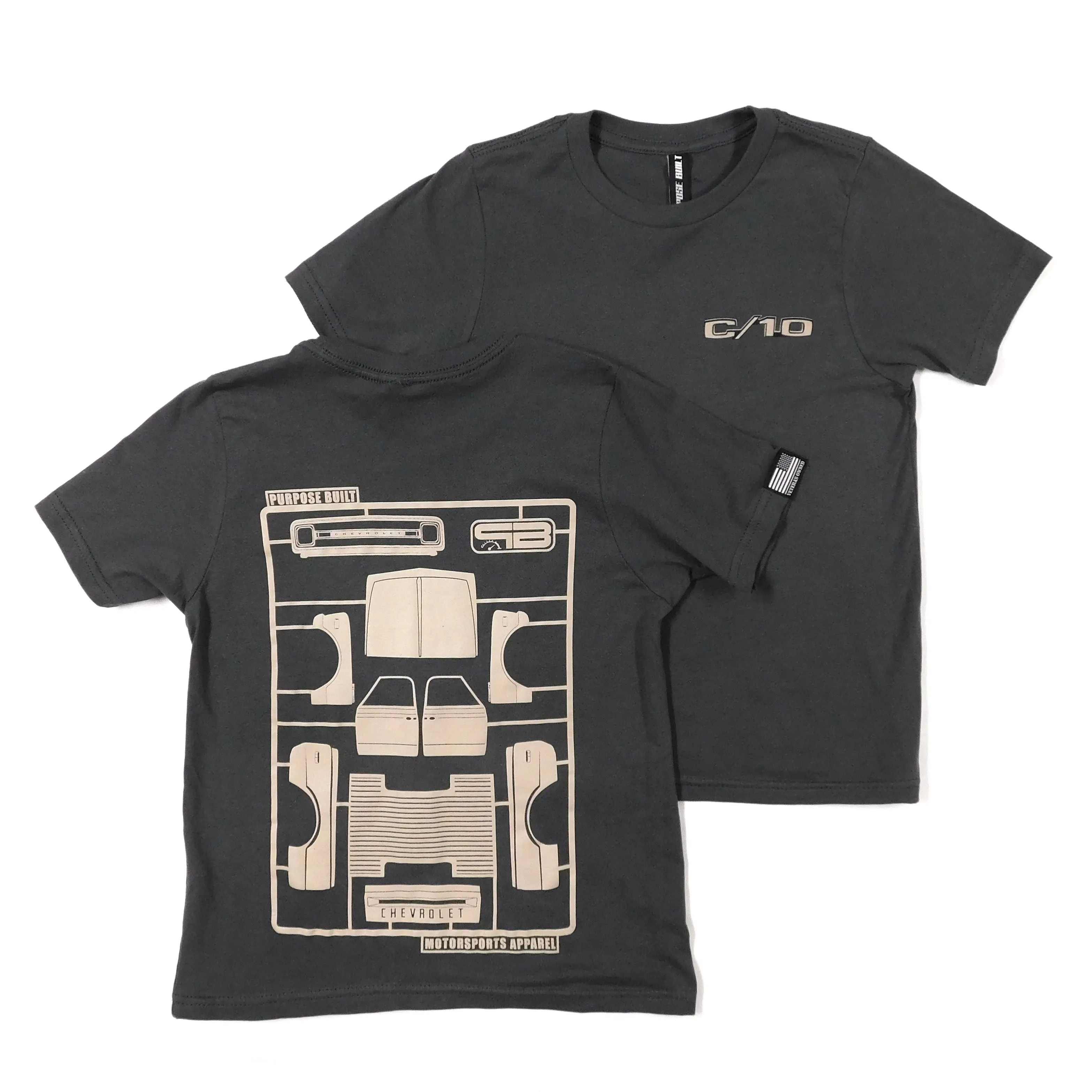 PURPOSE BUILT “67-72 C10 MODEL” YOUTH T-SHIRT CHARCOAL GREY