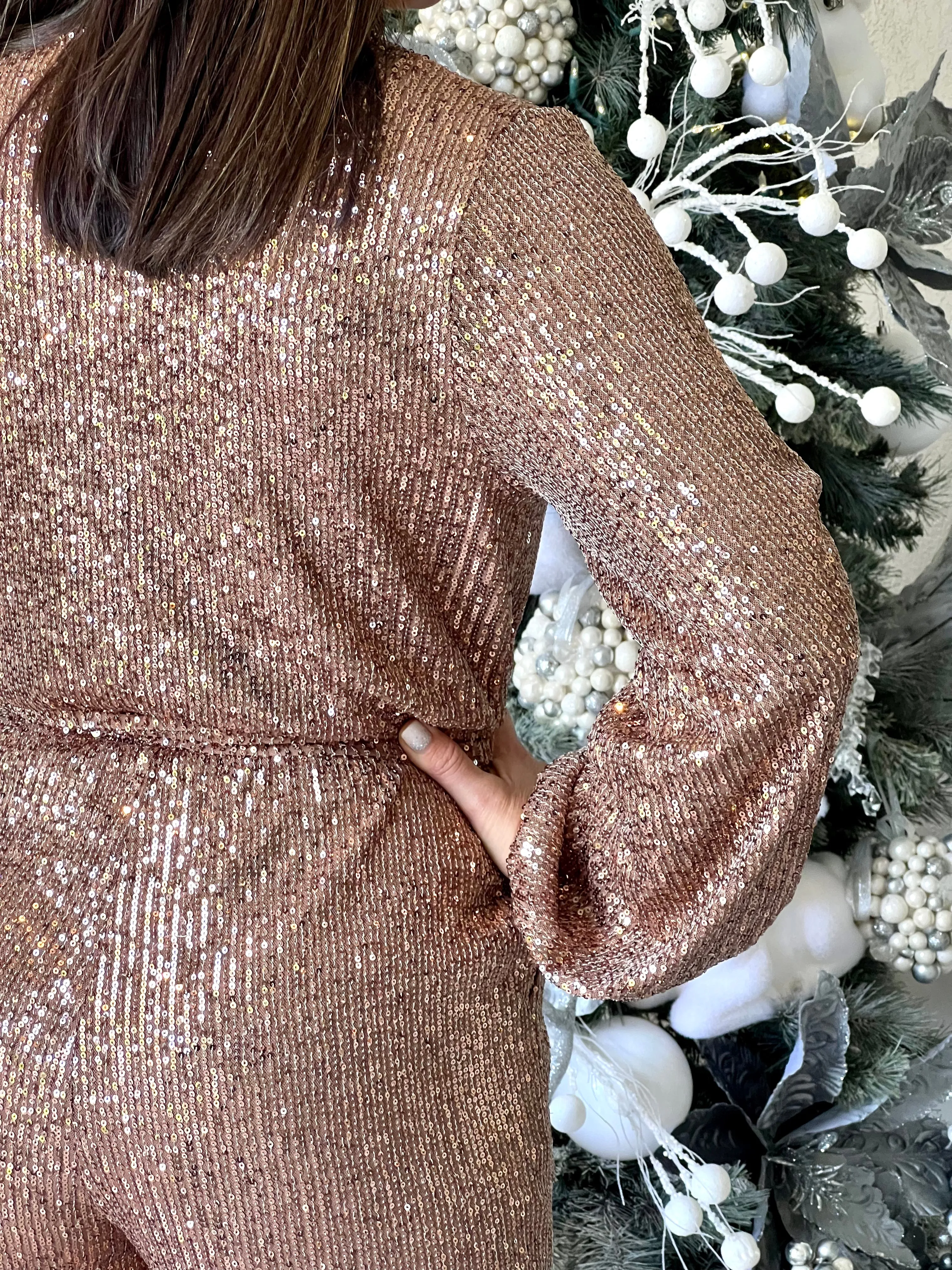 "Bethany" Long Sleeve Sequins Romper