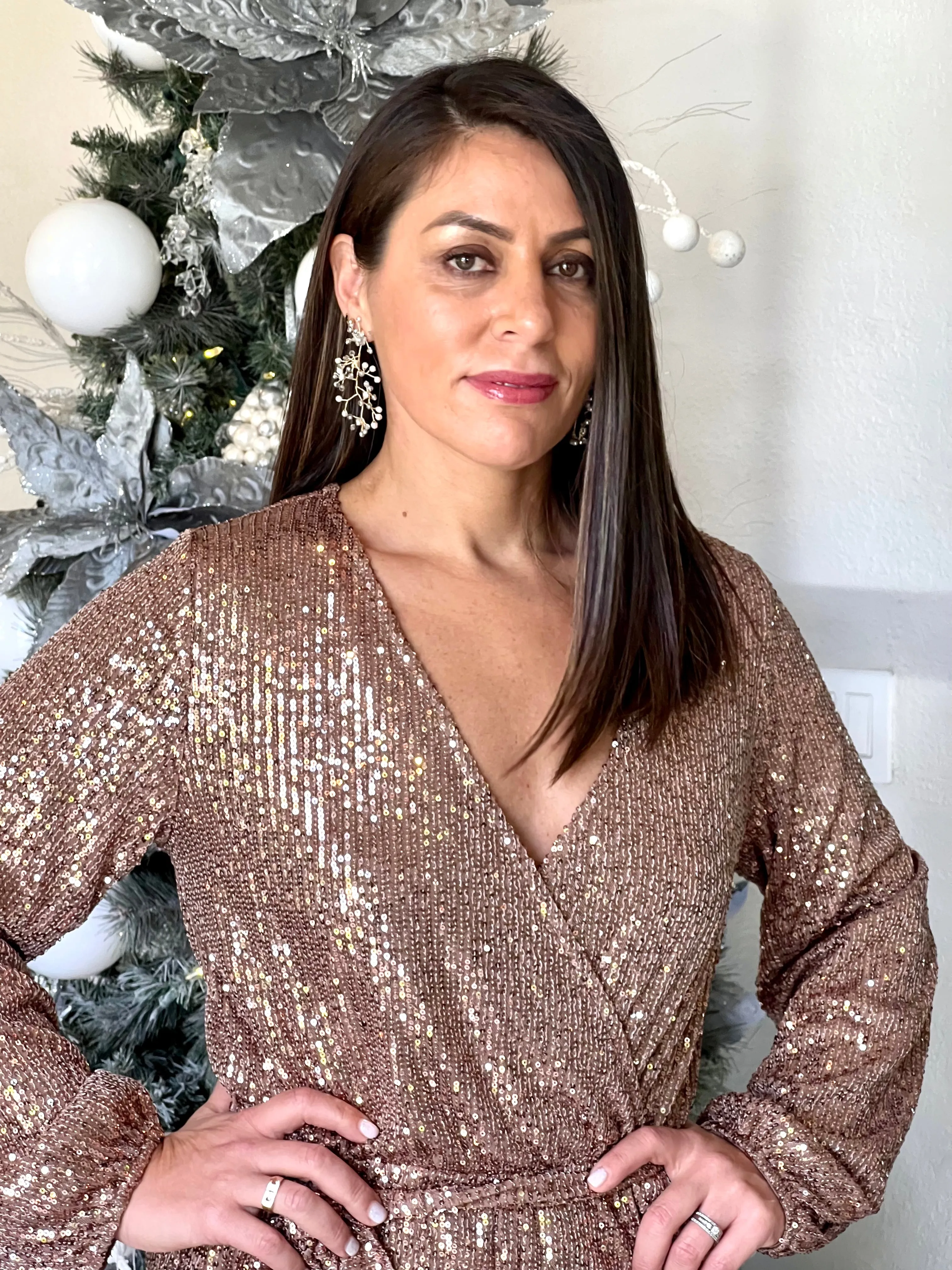 "Bethany" Long Sleeve Sequins Romper