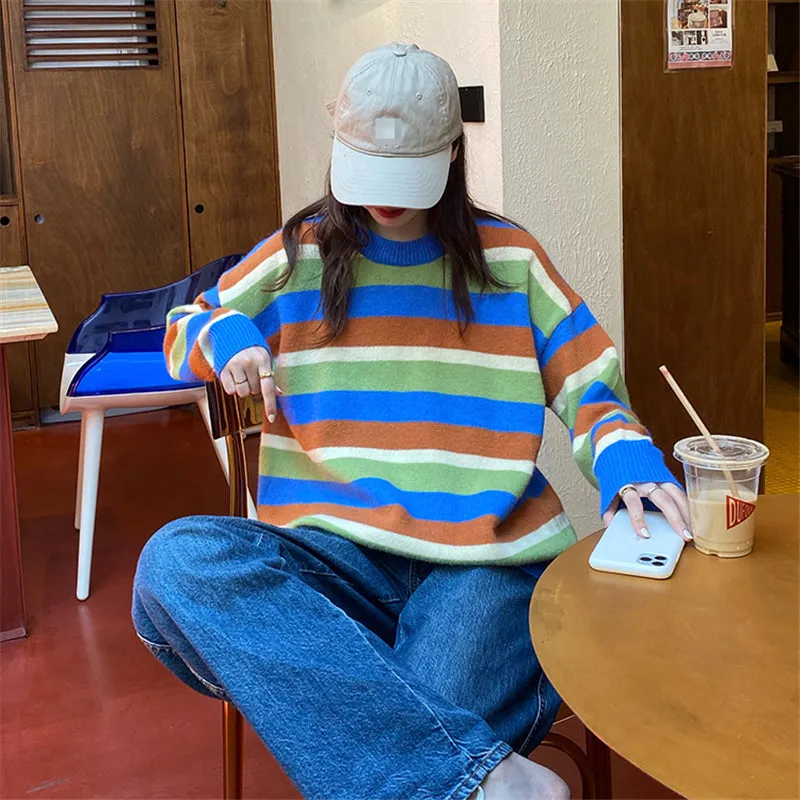 "COLOR BLOCK STRIPED" SWEATER N092901