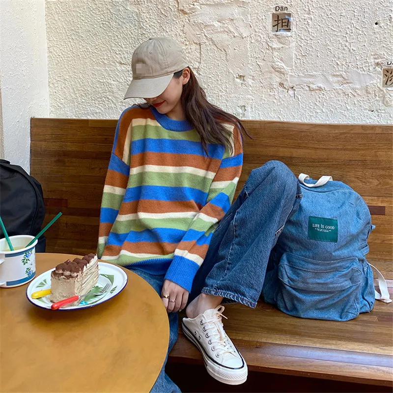 "COLOR BLOCK STRIPED" SWEATER N092901
