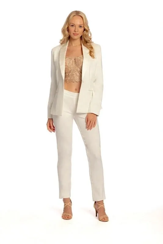 "Sophia" Ivory Tuxedo Jacket (Separates)