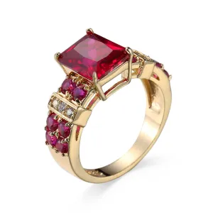 Red Cubic Zirconia & Crystal Multi-Row Radiant-Cut Ring