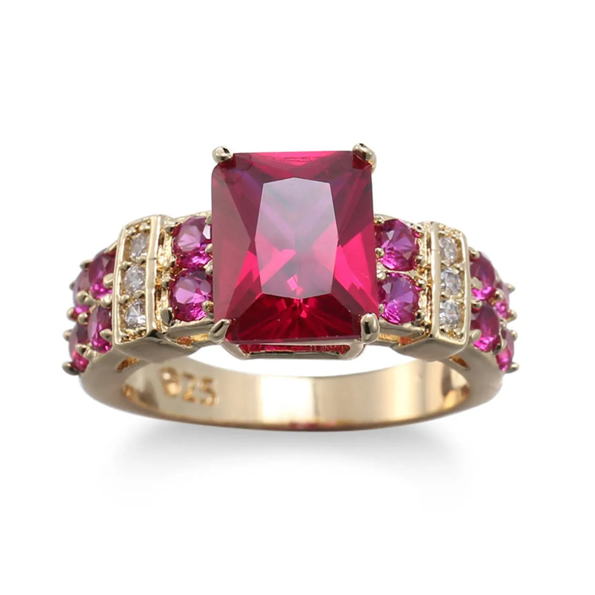 Red Cubic Zirconia & Crystal Multi-Row Radiant-Cut Ring