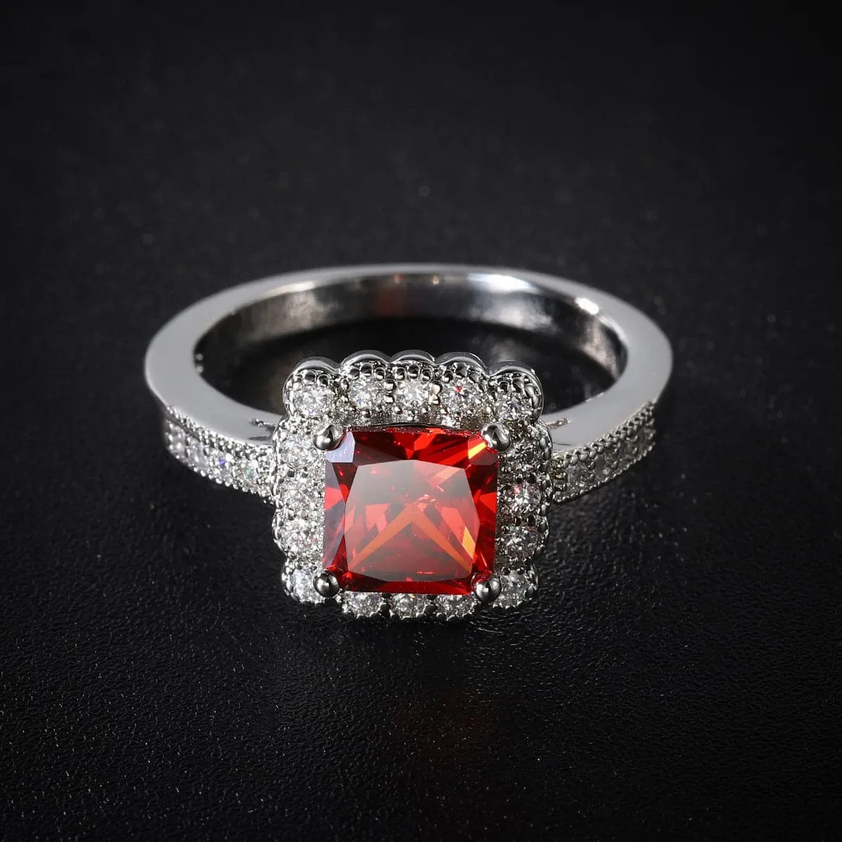 Red Princess Crystal & Cubic Zirconia Band Ring