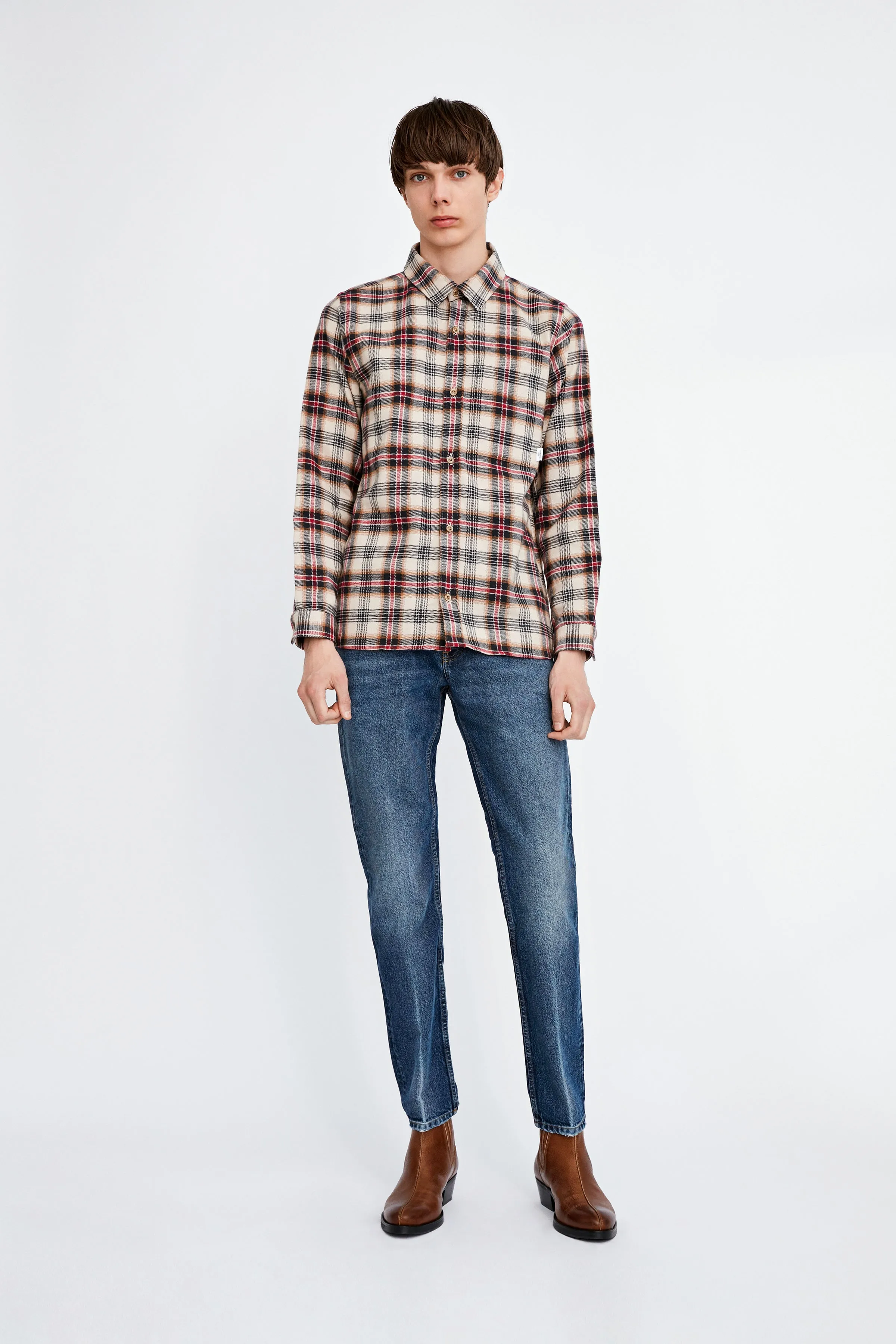Rex Checked Overshirt - Beige Check