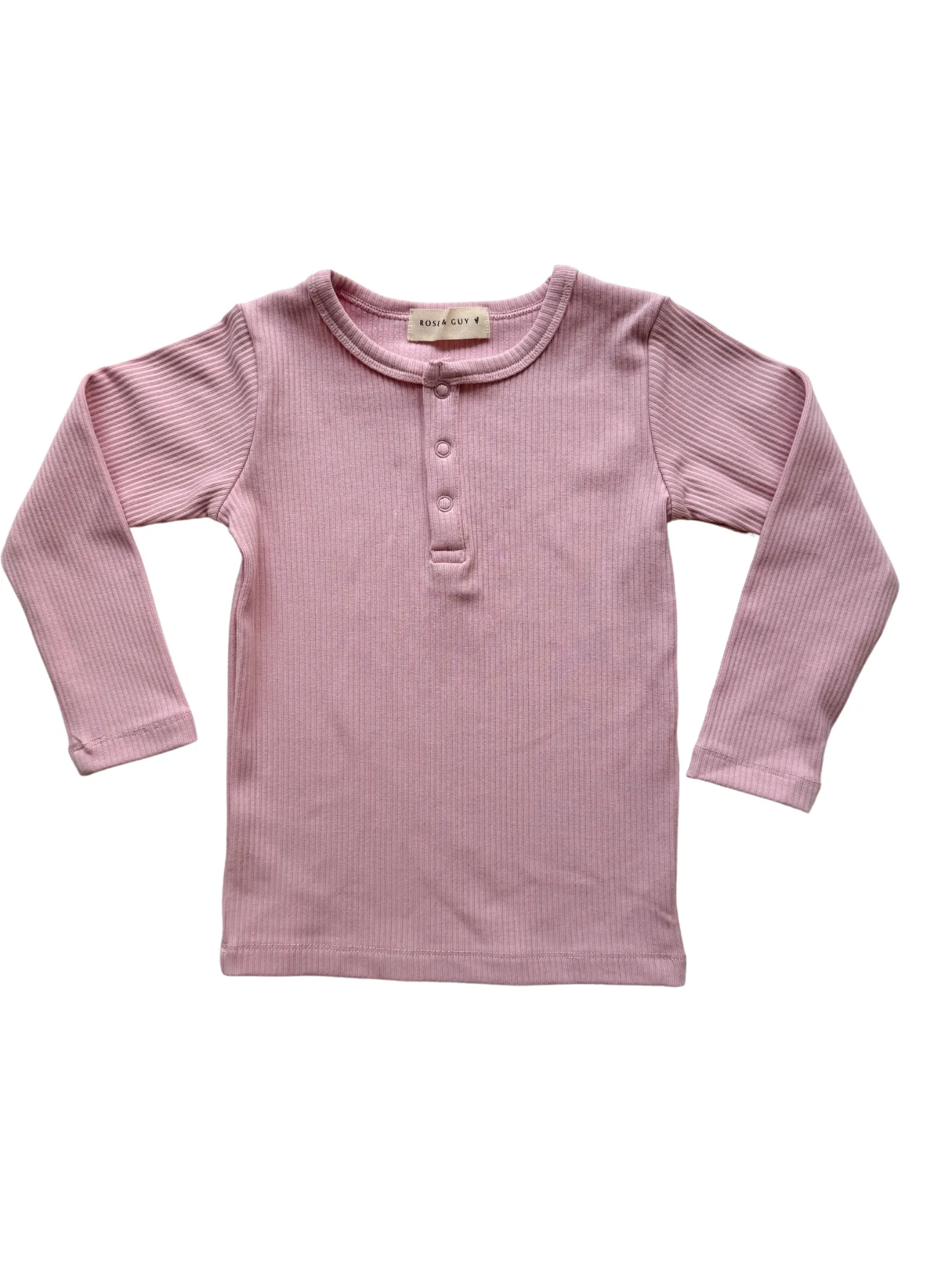 Ribbed Long Sleeve Top in Bubblegum Pink