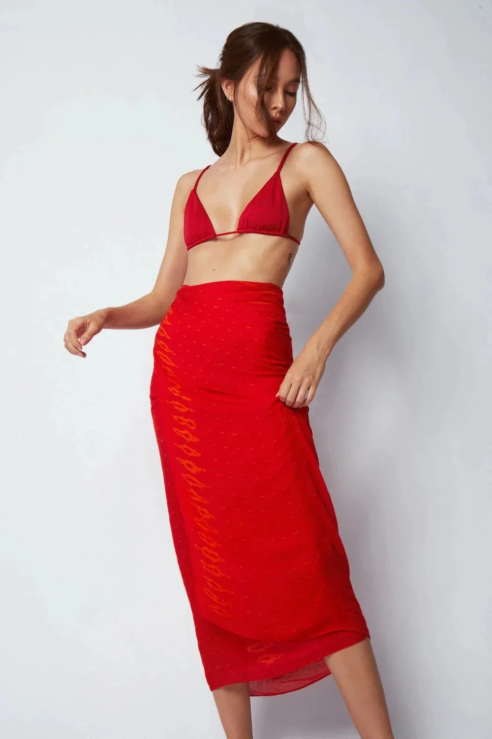 Rio Bamboo Sarong & Scarf - Red Fuchsia