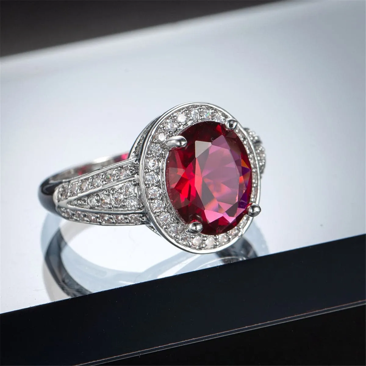 Rose Crystal & Cubic Zirconia Round Ring