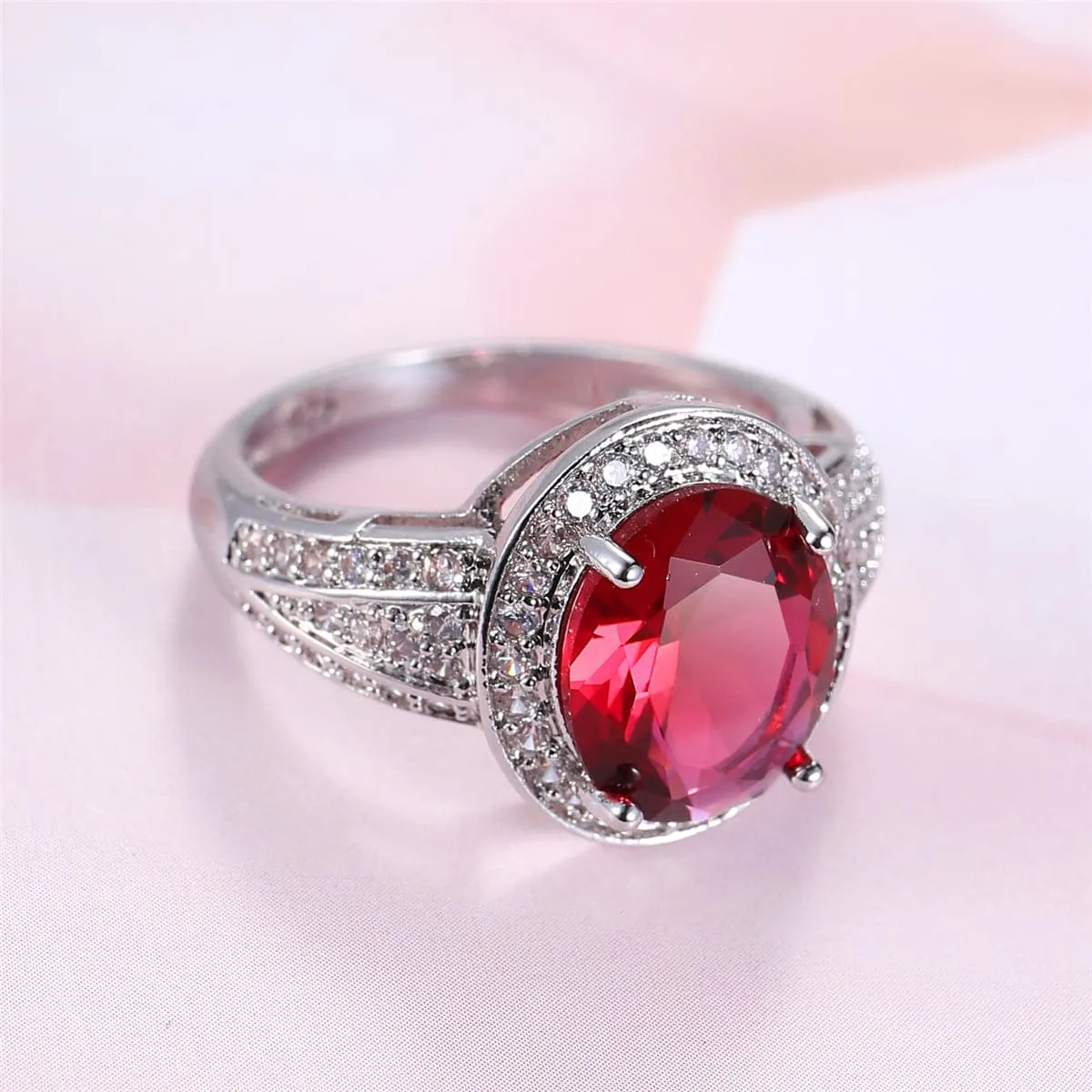 Rose Crystal & Cubic Zirconia Round Ring