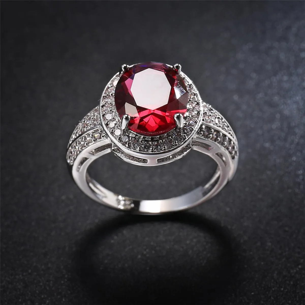 Rose Crystal & Cubic Zirconia Round Ring