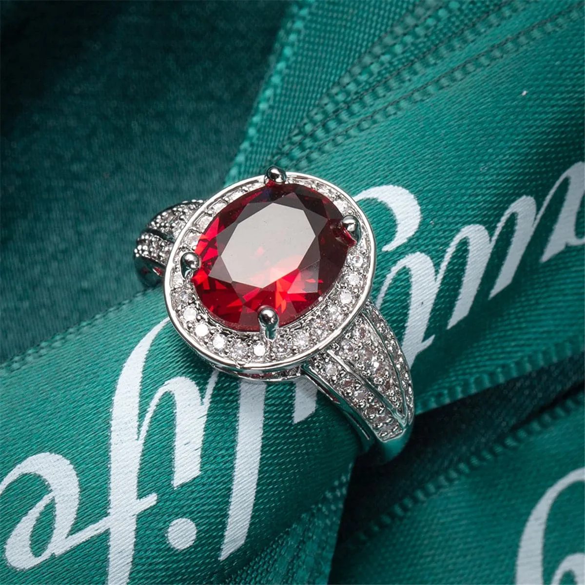 Rose Crystal & Cubic Zirconia Round Ring