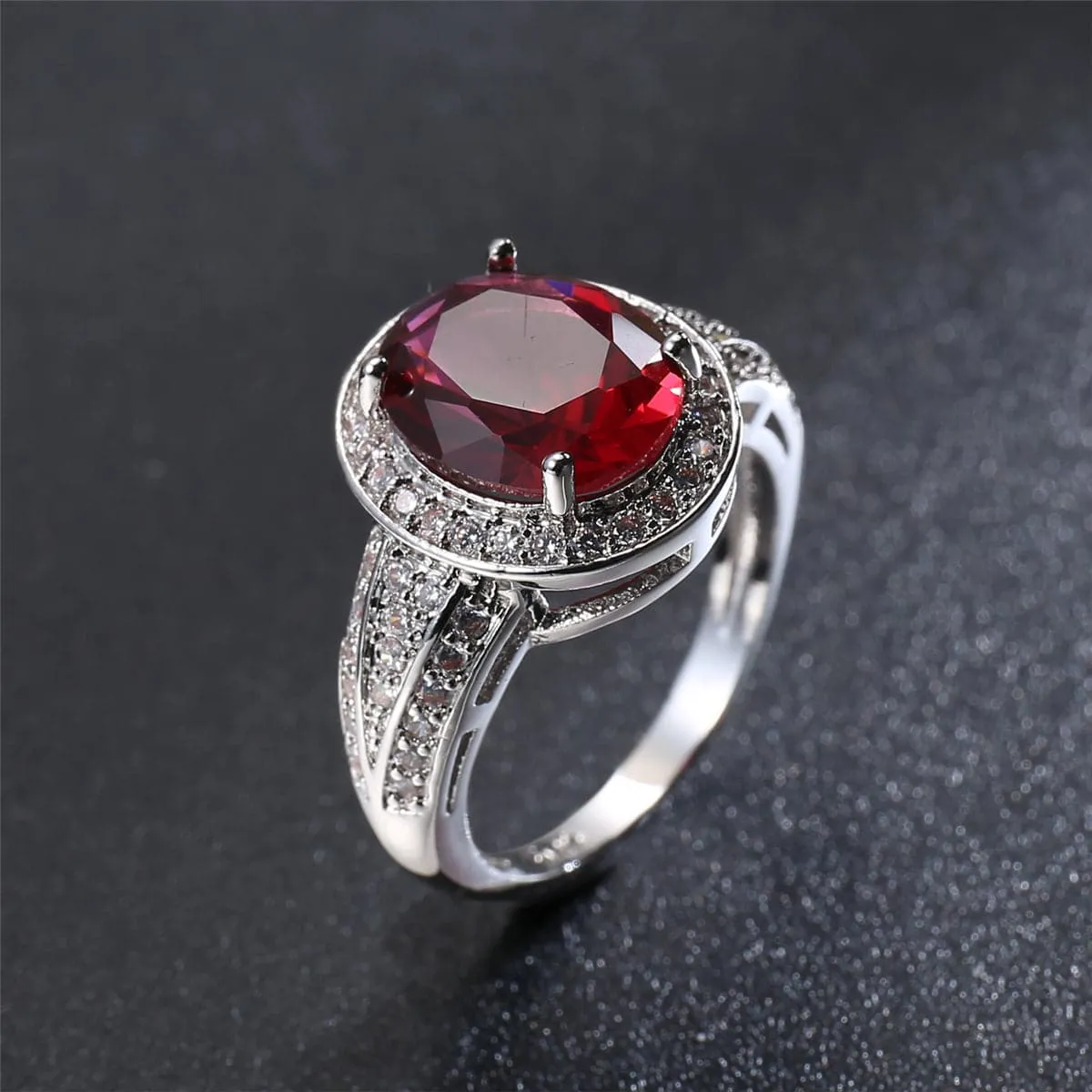 Rose Crystal & Cubic Zirconia Round Ring