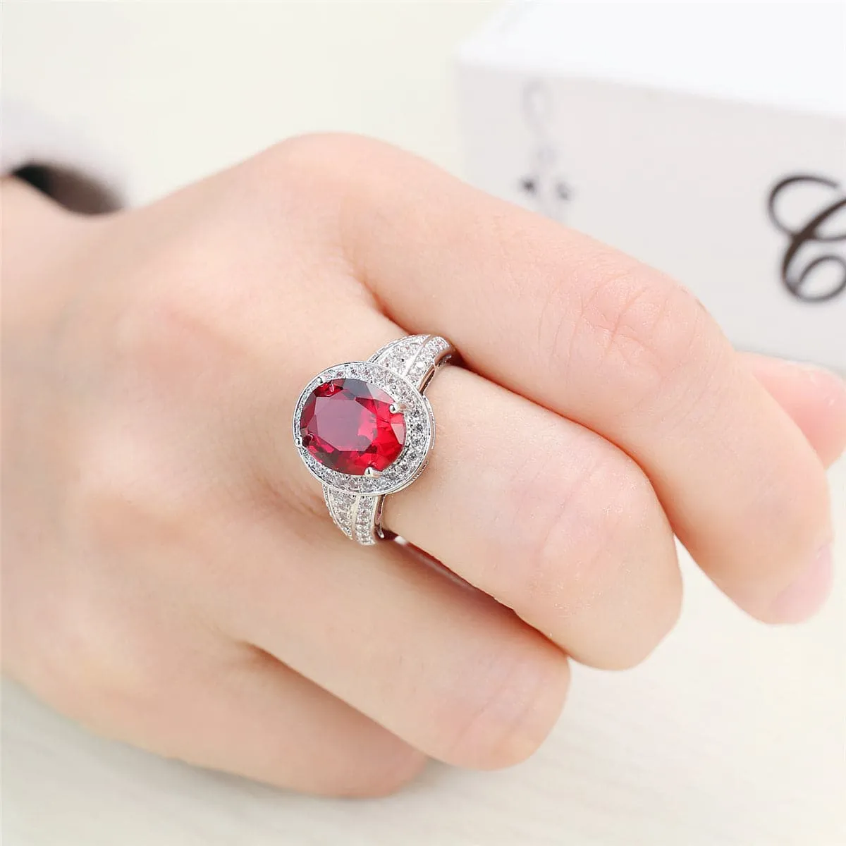 Rose Crystal & Cubic Zirconia Round Ring