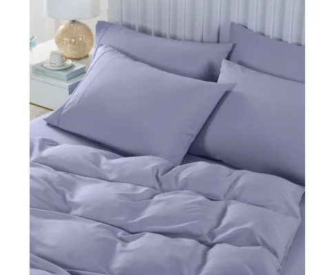 Royal Comfort 2000TC 6 Piece Bamboo Sheet & Quilt Cover Set Cooling Breathable - LILAC GREY