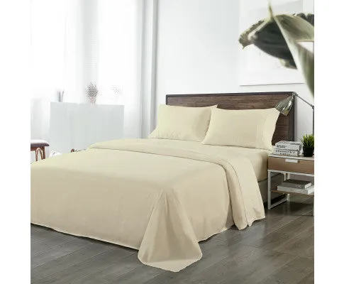 Royal Comfort Bamboo Blended Sheet & Pillowcases Set 1000TC Ultra Soft Bedding - IVORY