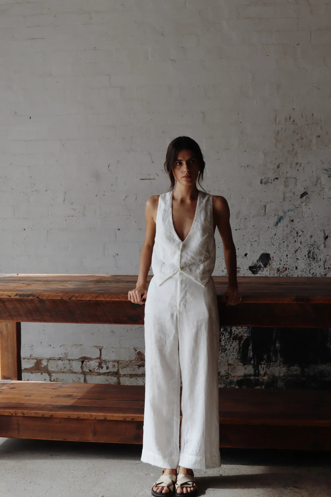Rune Tailored Linen Pant Ivory