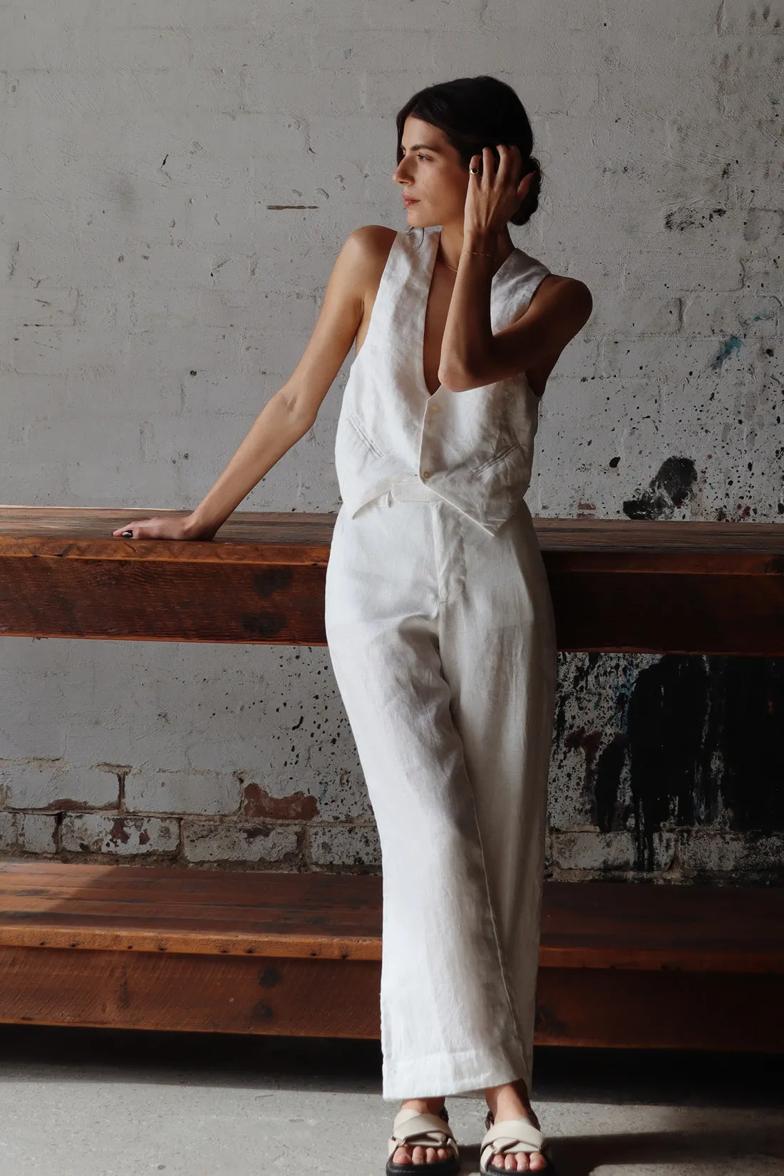 Rune Tailored Linen Pant Ivory