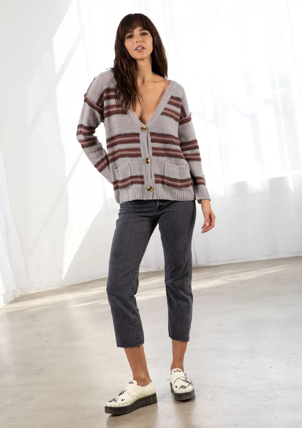 Sadie Striped Boyfriend Cardigan