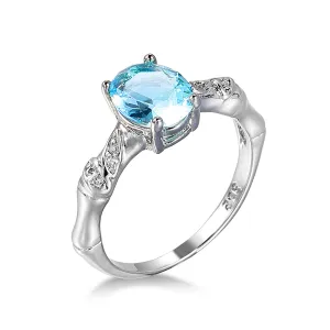 Sea Blue Crystal & Cubic Zirconia Bamboo Ring