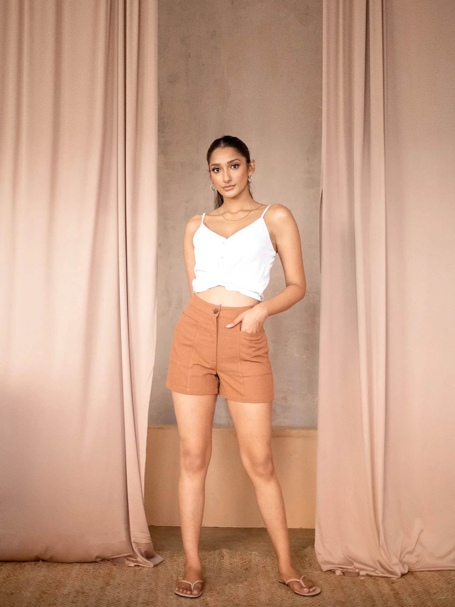 Seam Detail High Waist Shorts