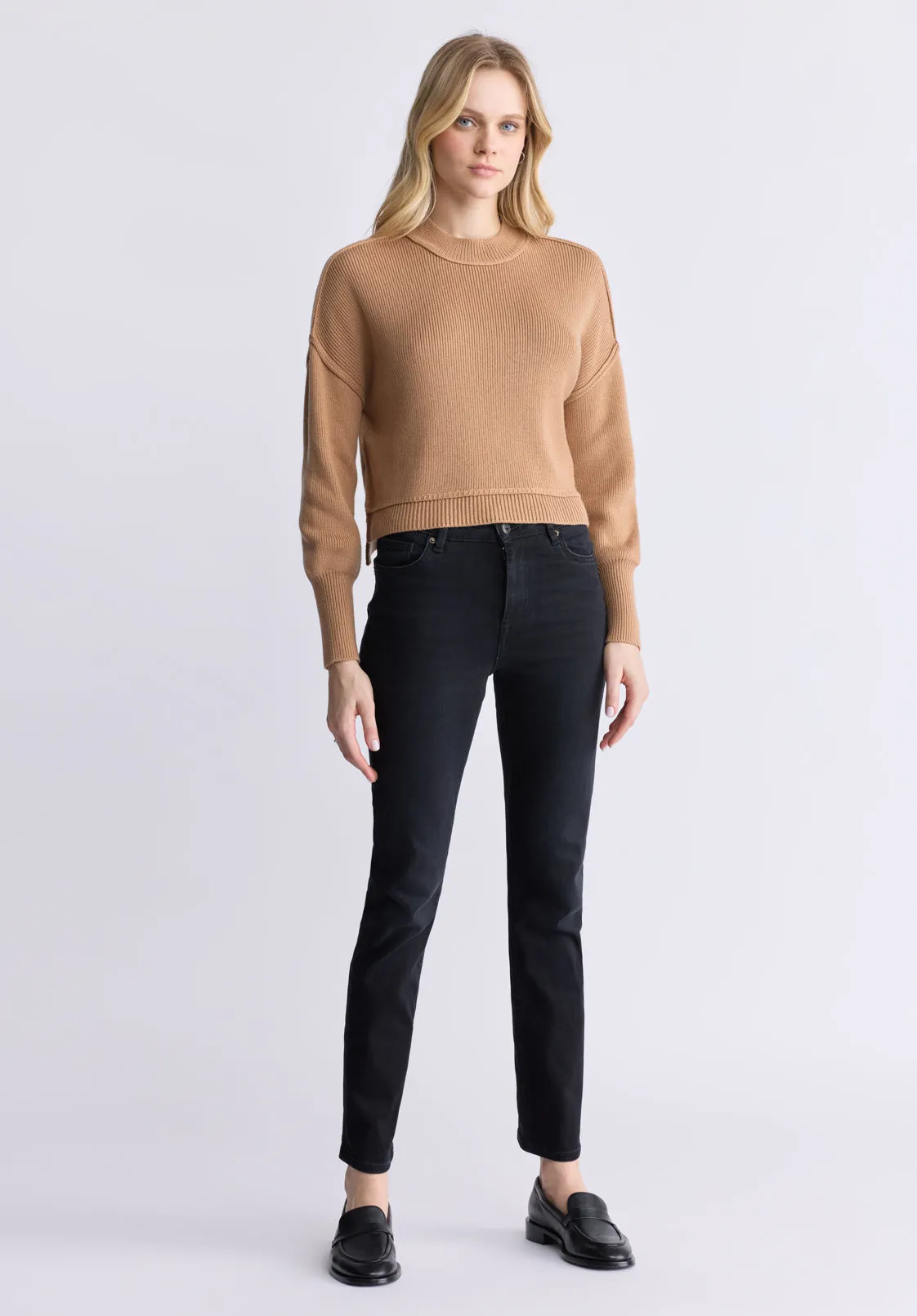 Seema Women's Long-Sleeve Loose-Fit Sweater, Croissant - SW0095F