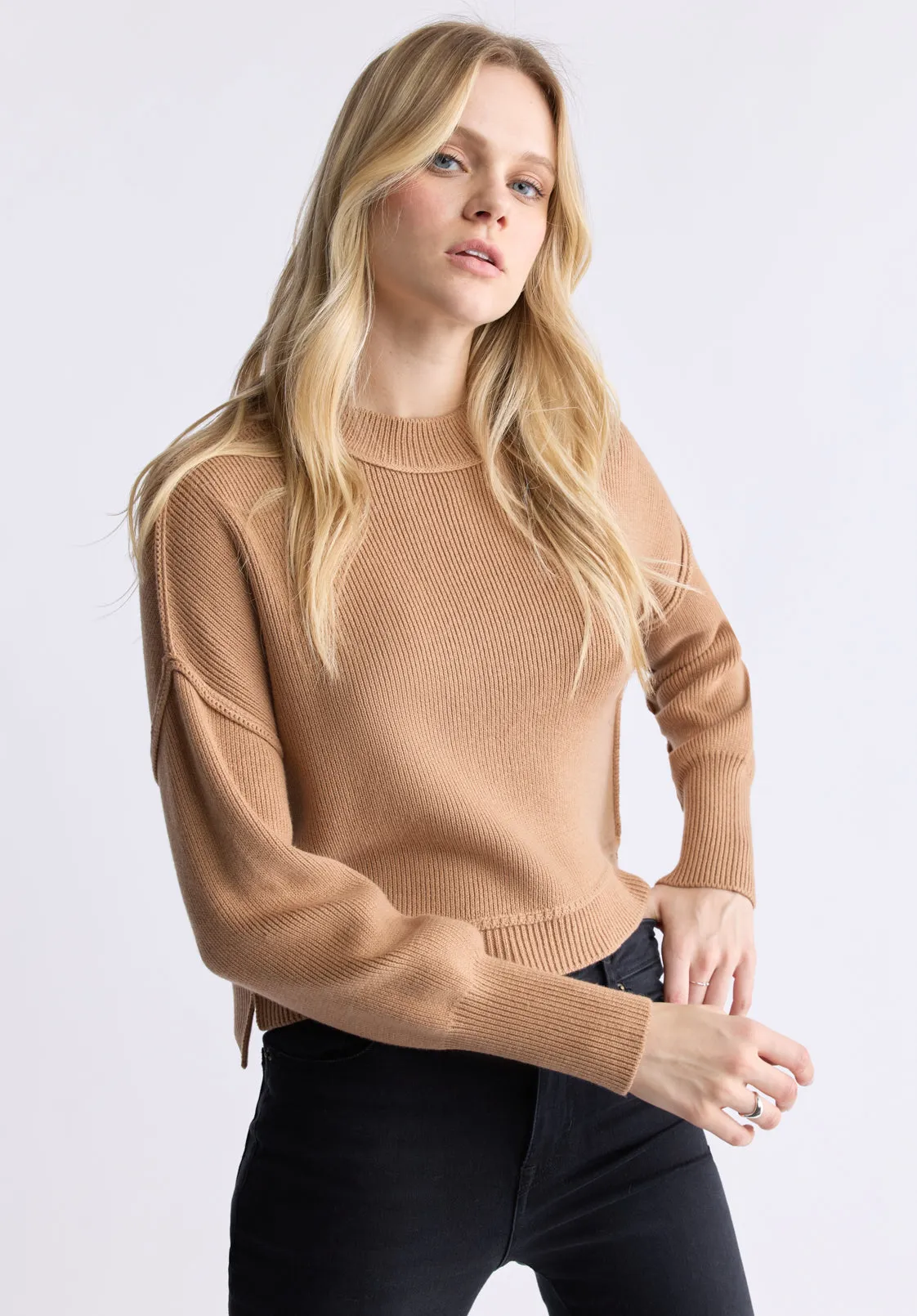 Seema Women's Long-Sleeve Loose-Fit Sweater, Croissant - SW0095F