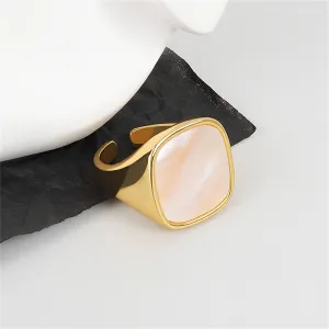 Shell & 18K Gold-Plated Square Open Ring