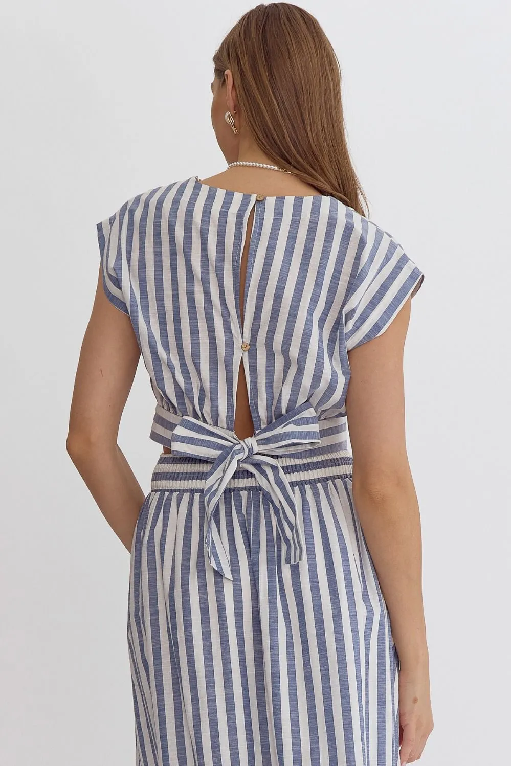 Short Sleeve Striped Top {Navy}